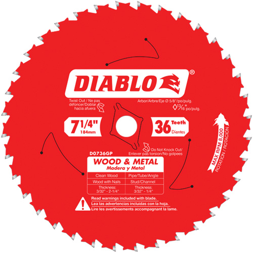 Steel Demon Cermet II Saw Blade, 7-1/4", 36 Teeth, Metal Use Meunier Outillage Industriel