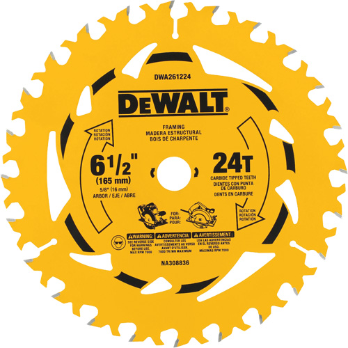 Carbide-Tipped Framing Circular Saw Blade, 6-1/2", 24 Teeth, Wood Use Meunier Outillage Industriel