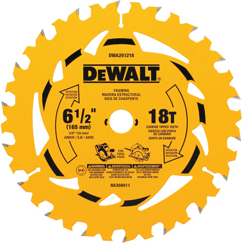Lame de scie circulaire &agrave; charpente, 6-1/2", 18 dents, Pour Bois Meunier Outillage Industriel