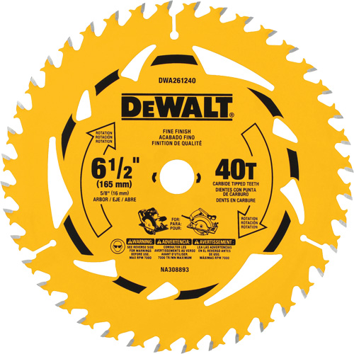 Lame de scie circulaire &agrave; charpente, 6-1/2", 40 dents, Pour Bois Meunier Outillage Industriel