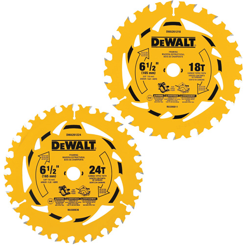 Assortiment de lames de scie circulaire, 6-1/2", 18/24 dents, Pour Bois Meunier Outillage Industriel