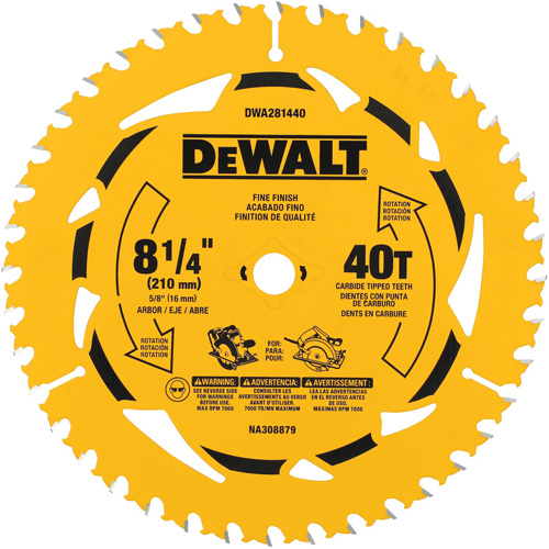 Lame de scie circulaire pour la coupe transversale, 8-1/4", 40 dents, Pour Bois Meunier Outillage Industriel