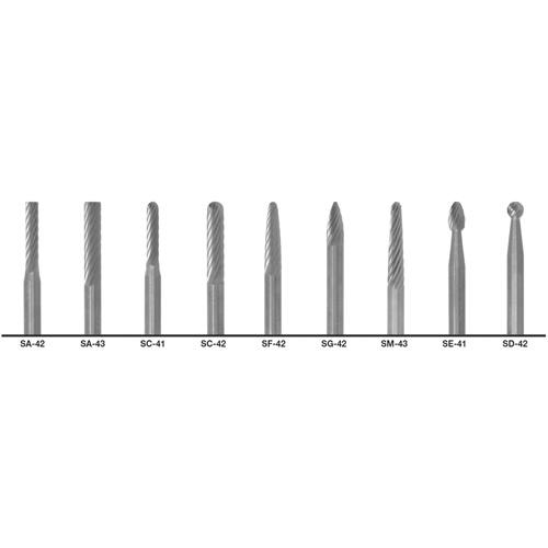 CLE-LINE 1855 Double Cut Carbide Burr Set, 9 Pieces Meunier Outillage Industriel