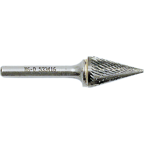 Cone Point Burr, 1/2" Dia., 1/4" Shank, 7/8" Depth of Cut Meunier Outillage Industriel