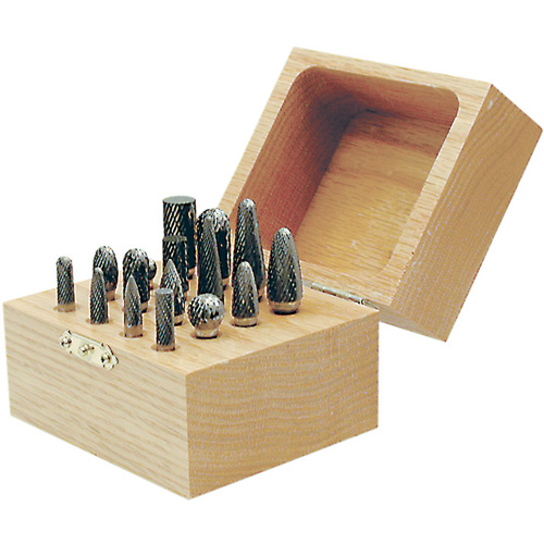 CBK-16 Carbide Bur Set in Wooden Box, 16 Pieces Meunier Outillage Industriel