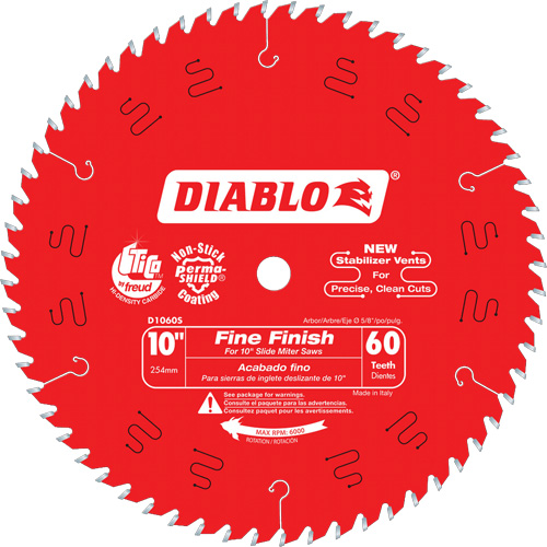 Contractor Saw Blades - Fine Finishing Saw Blades, 10", 60 Teeth, Wood Use Meunier Outillage Industriel