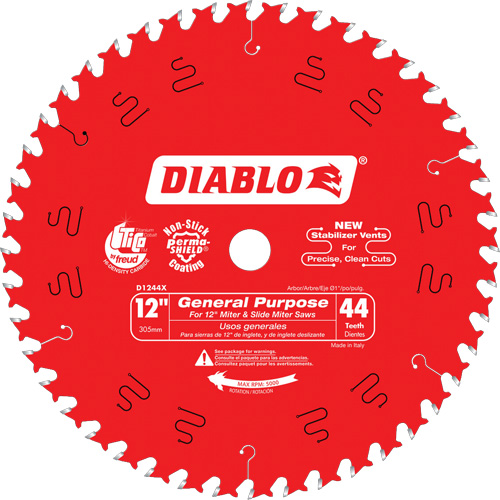 Saw Blades - General Purpose, 12", 44 Teeth, Wood Use Meunier Outillage Industriel