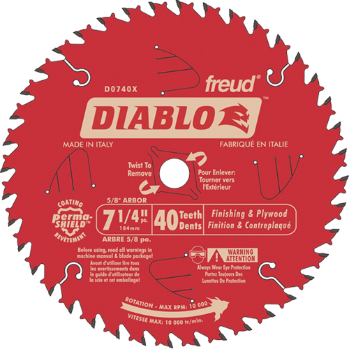 Contractor Saw Blade - Finishing Saw Blades, 7-1/4", 40 Teeth, Wood Use Meunier Outillage Industriel