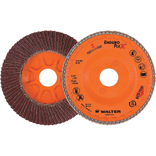 Enduro-Flex Flap Disc, 4-1/2" x 7/8", Type 27, 60 Grit, Zirconia Alumina Meunier Outillage Industriel