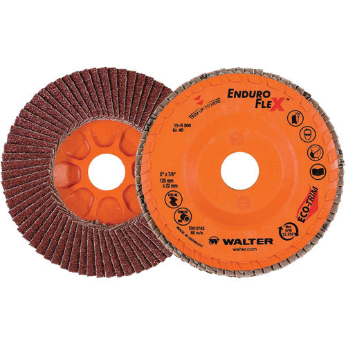 Enduro-Flex Flap Disc, 5" x 7/8", Type 27, 40 Grit, Zirconia Alumina Meunier Outillage Industriel