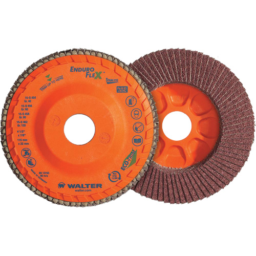 Disque &agrave; lamelles Stainless Enduro-Flex, 4-1/2" x 7/8", Type 27, Grain 80, Alumine de zirconium Meunier Outillage Industriel
