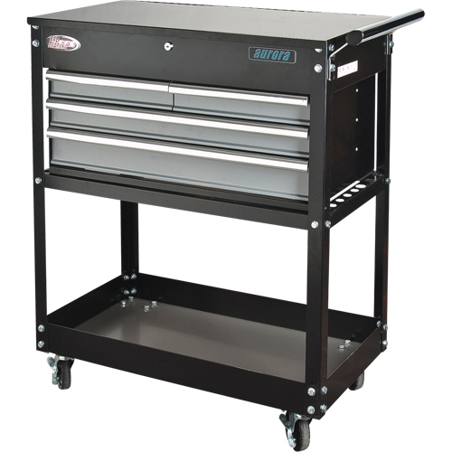 Chariot utilitaire, 4 tiroirs, 18" lo x 33" la x 39" h, Noir Meunier Outillage Industriel