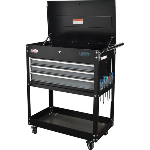 Chariot utilitaire, 4 tiroirs, 18" lo x 33" la x 39" h, Noir Meunier Outillage Industriel