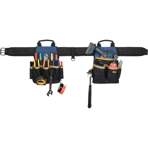Combin&eacute;s de ceinture &agrave; outils &agrave; 20 pochettes, Polyester, Noir Meunier Outillage Industriel