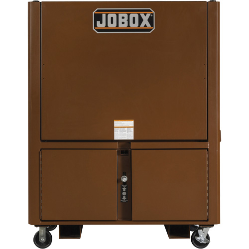 Coffre de chantier et surface de travail sur le terrain, 33" la x 63" p x 80" h, Acier, Rouge Meunier Outillage Industriel