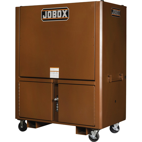 Coffre de chantier et surface de travail sur le terrain, 33" la x 63" p x 80" h, Acier, Rouge Meunier Outillage Industriel