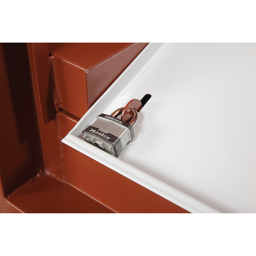 Coffre de chantier et surface de travail sur le terrain, 33" la x 63" p x 80" h, Acier, Rouge Meunier Outillage Industriel