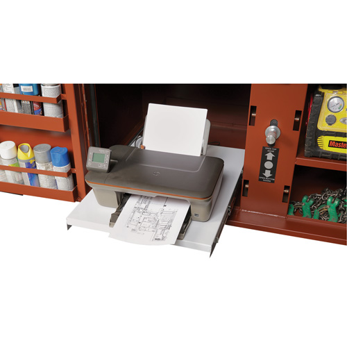 Coffre de chantier et surface de travail sur le terrain, 33" la x 63" p x 80" h, Acier, Rouge Meunier Outillage Industriel