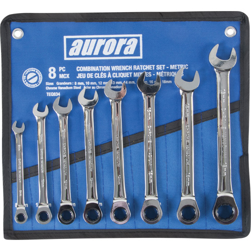 Fixed Head Wrench Set, Combination, 8 Pieces, Metric Meunier Outillage Industriel