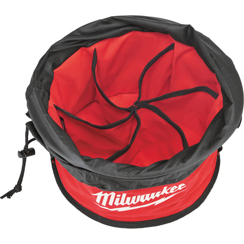 Sac range-tout style parachute, 11-4/5" lo x 11-4/5" la x 11" h, Nylon, Noir/Rouge Meunier Outillage Industriel