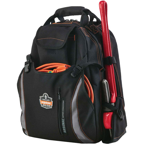 Arsenal&reg; 5843 Tool Backpack, 13-1/2" L x 8-1/2" W, Black, Polyester Meunier Outillage Industriel