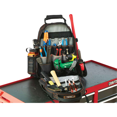 Arsenal&reg; 5843 Tool Backpack, 13-1/2" L x 8-1/2" W, Black, Polyester Meunier Outillage Industriel