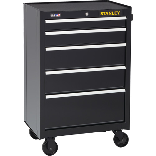 Armoire &agrave; outils roulante de s&eacute;rie 300, 5 tiroirs, 26-1/2" la x 18" p x 40-1/2" h, Noir Meunier Outillage Industriel