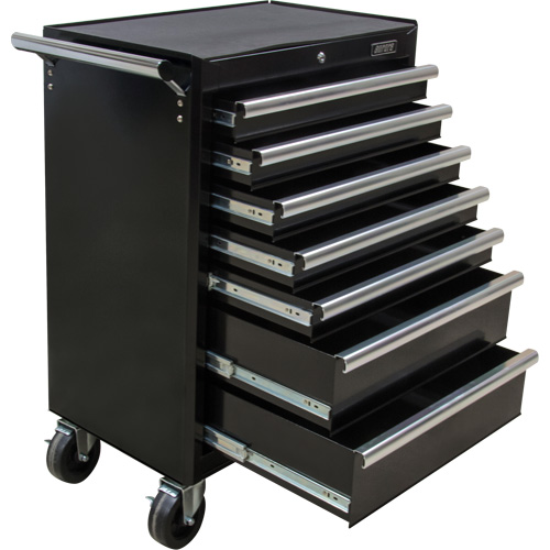 Chariot &agrave; outils industriel, 7 tiroirs, 27" la x 18-3/4" p x 39" h, Noir Meunier Outillage Industriel