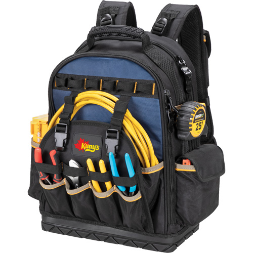 Molded Base Tool Backpack, 18" L x 13" W, Black/Blue, Ballistic/Polyester Meunier Outillage Industriel