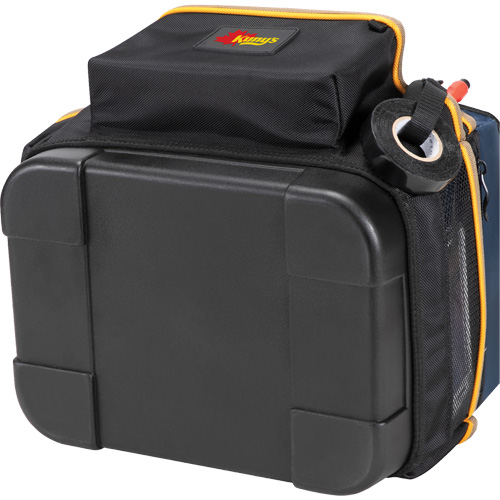 Molded Base Electrical/HVAC Tool Carrier, Ballistic Polyester, 20 Pockets, Black/Blue Meunier Outillage Industriel