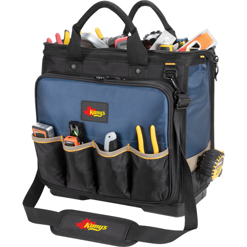 Molded Base Multi-Compartment Technician's Tool Bag, Ballistic Polyester, 54 Pockets, Black/Blue Meunier Outillage Industriel