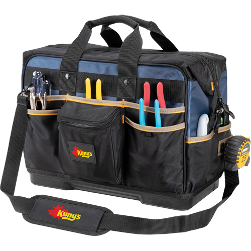 Molded Base Contractor's Closed-Top Tool Bag, Ballistic Polyester, 29 Pockets, Black/Blue Meunier Outillage Industriel