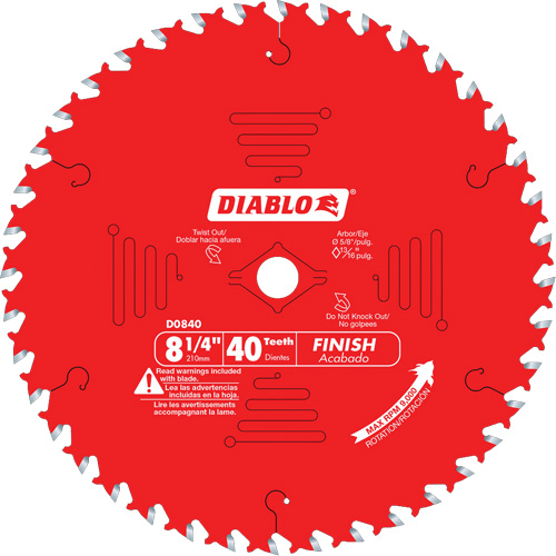 Contractor Saw Blades - Finishing Saw Blades, 8-1/4", 40 Teeth, Wood Use Meunier Outillage Industriel