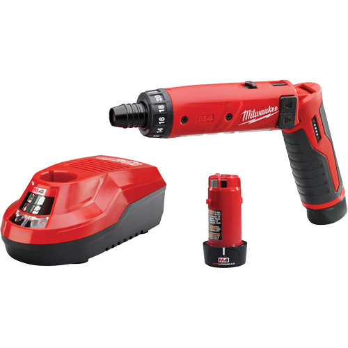 M4 Hex Screwdriver Kit, 1/4", 4 V, 44 in-lbs Max. Torque, Lithium-Ion Battery Meunier Outillage Industriel