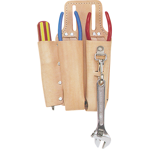 Porte-outils pour monteur de ligne, Porte-outil multiple, Cuir, 3 Poches Meunier Outillage Industriel