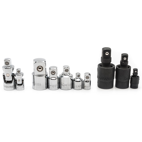 Jeu de douilles &agrave; joints et d'adaptateurs de douilles universelles 1/4", 3/8" et 1/2" &agrave; 10 pi&egrave;ces Meunier Outillage Industriel