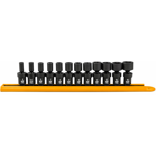 Jeu de 12 douilles m&eacute;triques flexibles universelles &agrave; chocs 1/4" &agrave; 6 pans Meunier Outillage Industriel