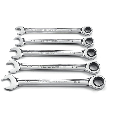 72-Tooth 12 Point Ratcheting SAE Wrench Set, Combination, 5 Pieces, Imperial Meunier Outillage Industriel