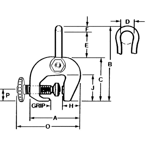 SAC Plate Clamp, 12000 lbs. (6 tons), 0" - 3" Jaw Opening Meunier Outillage Industriel