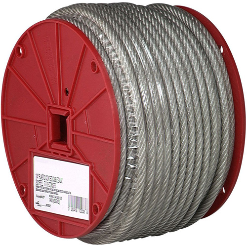 C&acirc;ble m&eacute;tallique, 250' (76,2 m) x 1/8", 340 lb (0,17 tonne), Rev&ecirc;tement de vinyle Meunier Outillage Industriel