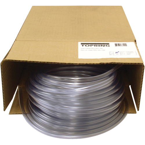 Tube, Air/Eau, 0,375" DE x 100' lo, PVC, Transparent, 55 psi @ 20°C Meunier Outillage Industriel