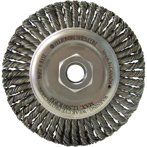 Brosses m&eacute;talliques &agrave; touret, Dia. 5-7/8", Fils 0,02", Arbre 5/8"-11, Acier Meunier Outillage Industriel