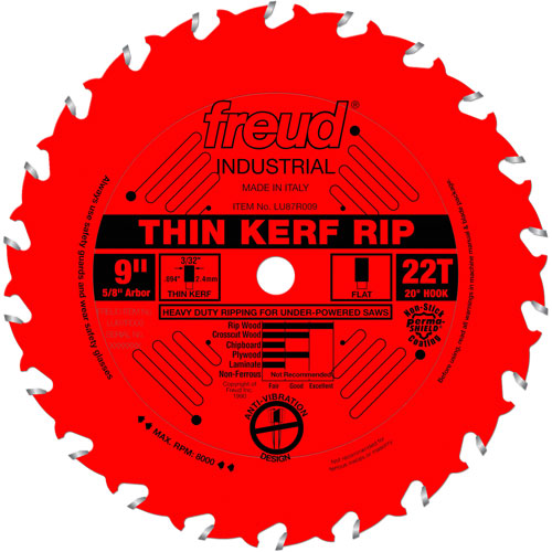Lames de scie industrielle TCS - refente/coupe en travers &agrave; voie &eacute;troite, 9", 22 dents, Pour Bois Meunier Outillage Industriel