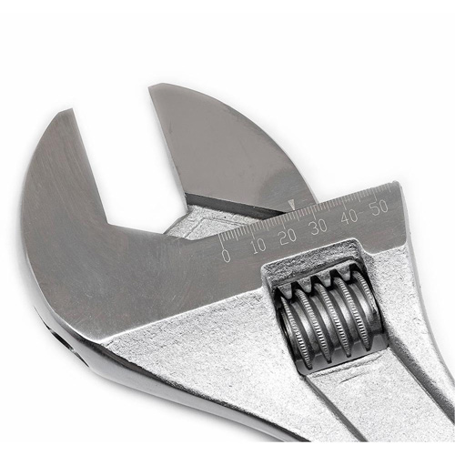 Adjustable Tapered Handle Wrench - Carded, 18" L, 2-1/16"/53 mm Max Width, Chrome/Polished Meunier Outillage Industriel