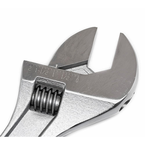 Adjustable Tapered Handle Wrench - Carded, 18" L, 2-1/16"/53 mm Max Width, Chrome/Polished Meunier Outillage Industriel
