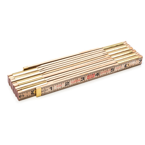 Red End&reg; Rule with Two 6" Slide Rule Extensions, 6' L, Wood, 1/16" Graduations Meunier Outillage Industriel