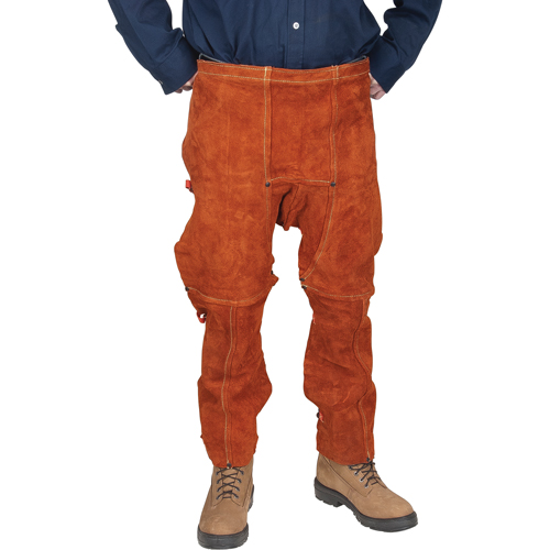 Tablier fendu aux jambes et jambi&egrave;res en cuir, 40" lo, Lava Brown Meunier Outillage Industriel