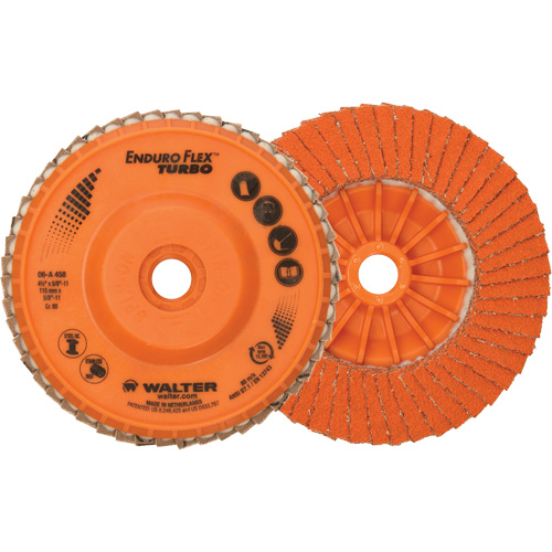 Enduro-Flex Turbo Flap Disc, 4-1/2" x 5/8"-11, Type 27S, 80 Grit, Ceramic Meunier Outillage Industriel