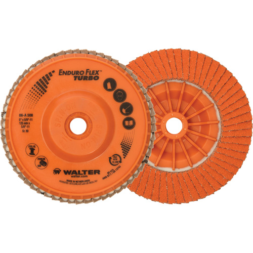 Disque &agrave; lamelles Enduro-Flex Turbo, 5" x 5/8"-11, Type 27S, Grain 80, C&eacute;ramique Meunier Outillage Industriel