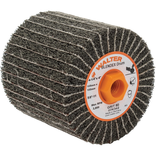 Tambours de finition Two-In-One ALLSTEEL, 4-1/4" dia. x 4" la, 5/8"-11 Arbre, Grain 80 Meunier Outillage Industriel
